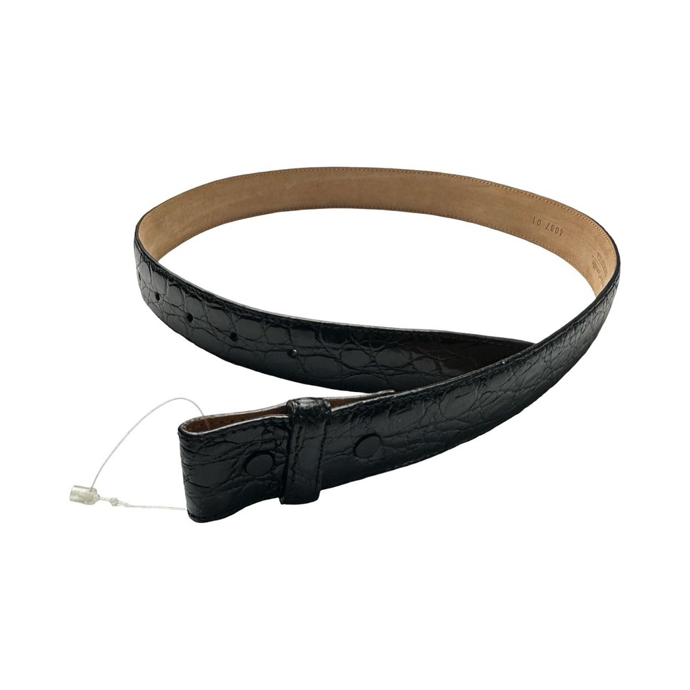 Bespoke Black Genuine Crocodile Leather Belt Strap Womens Size Medium 28 Inch